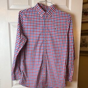 Vineyard Vines Performance Boys Red, Blue & White Checked Button-Down Shirt